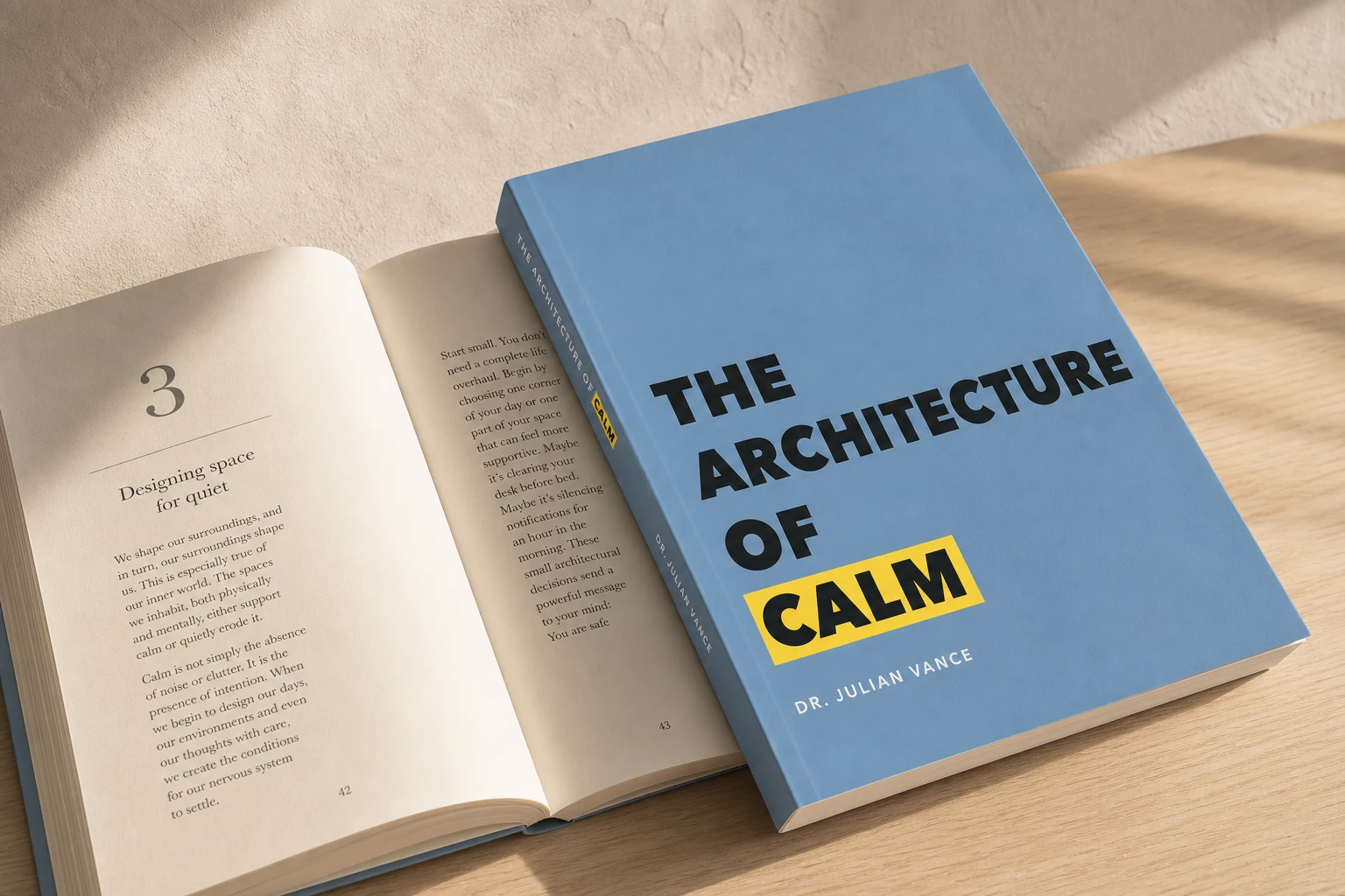 Verve Modern Bestseller: illustrative mockup with a fictional book cover and open pages