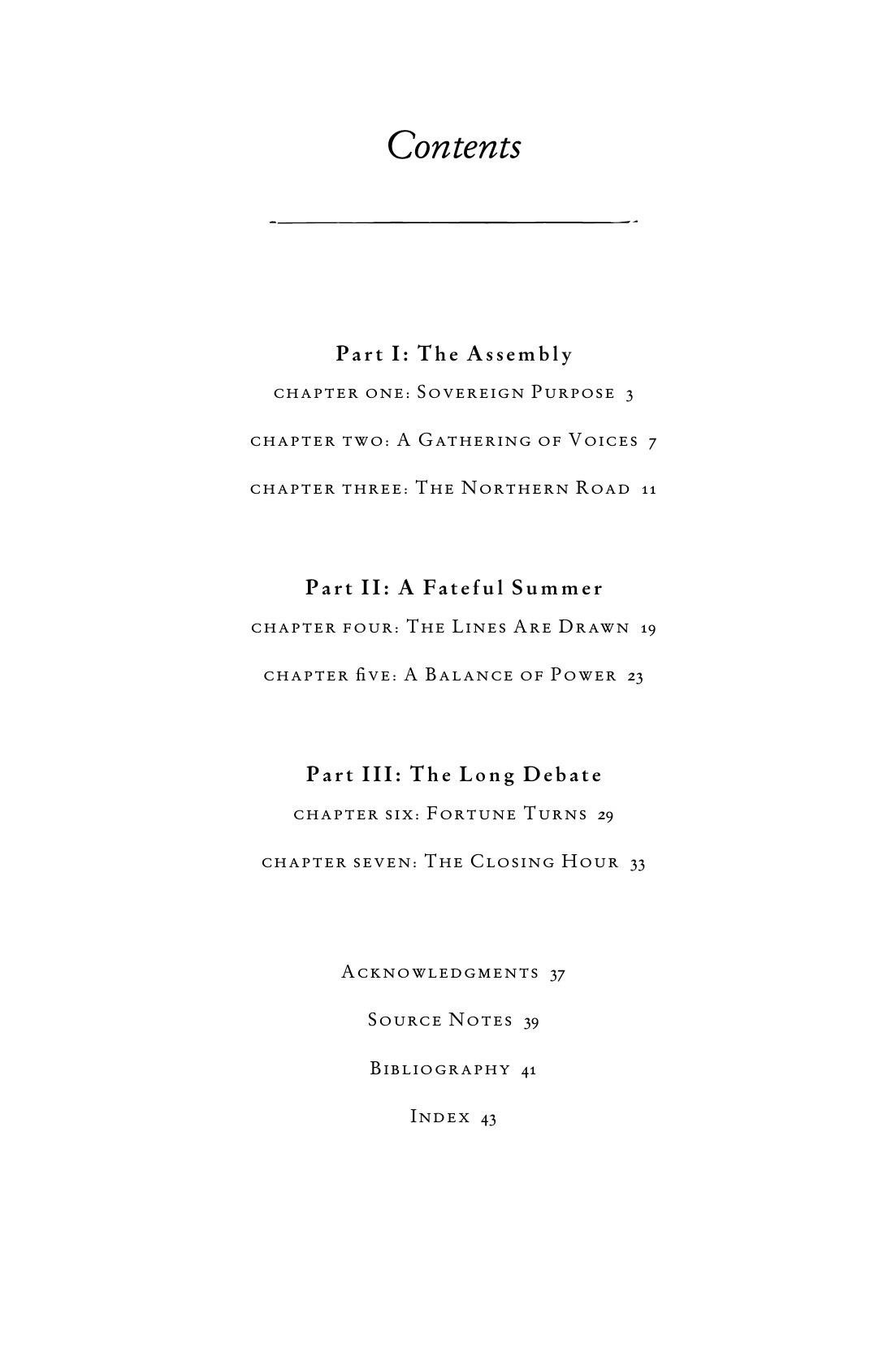 Actual Founders specimen contents page, with centered small capitals and fine ink rule